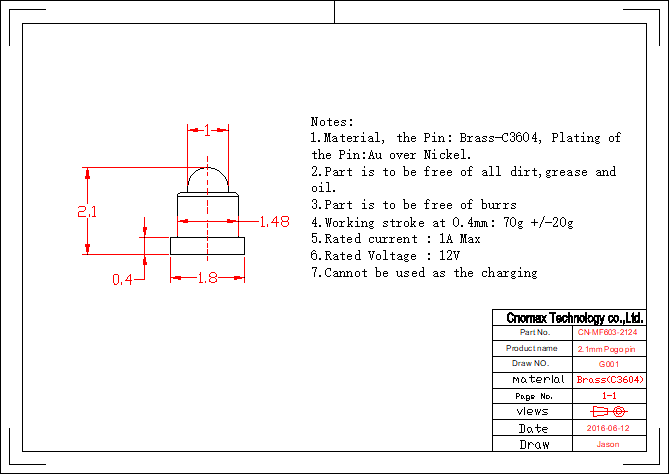 MF-603-2124 SMT Pogo pin