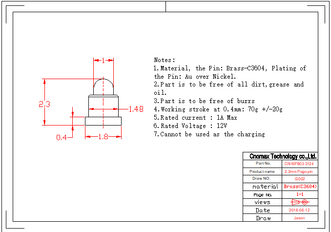 MF-603-3124 SMT Pogo pin